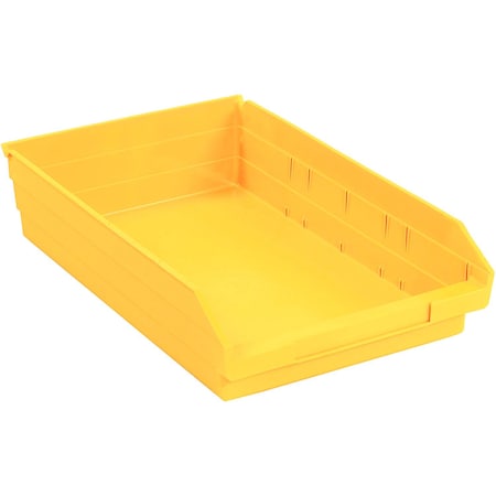 Global Industrial Shelf Storage Bin, Polypropylene, Yellow, 4 in H, 11-1/8 in W 184846YL